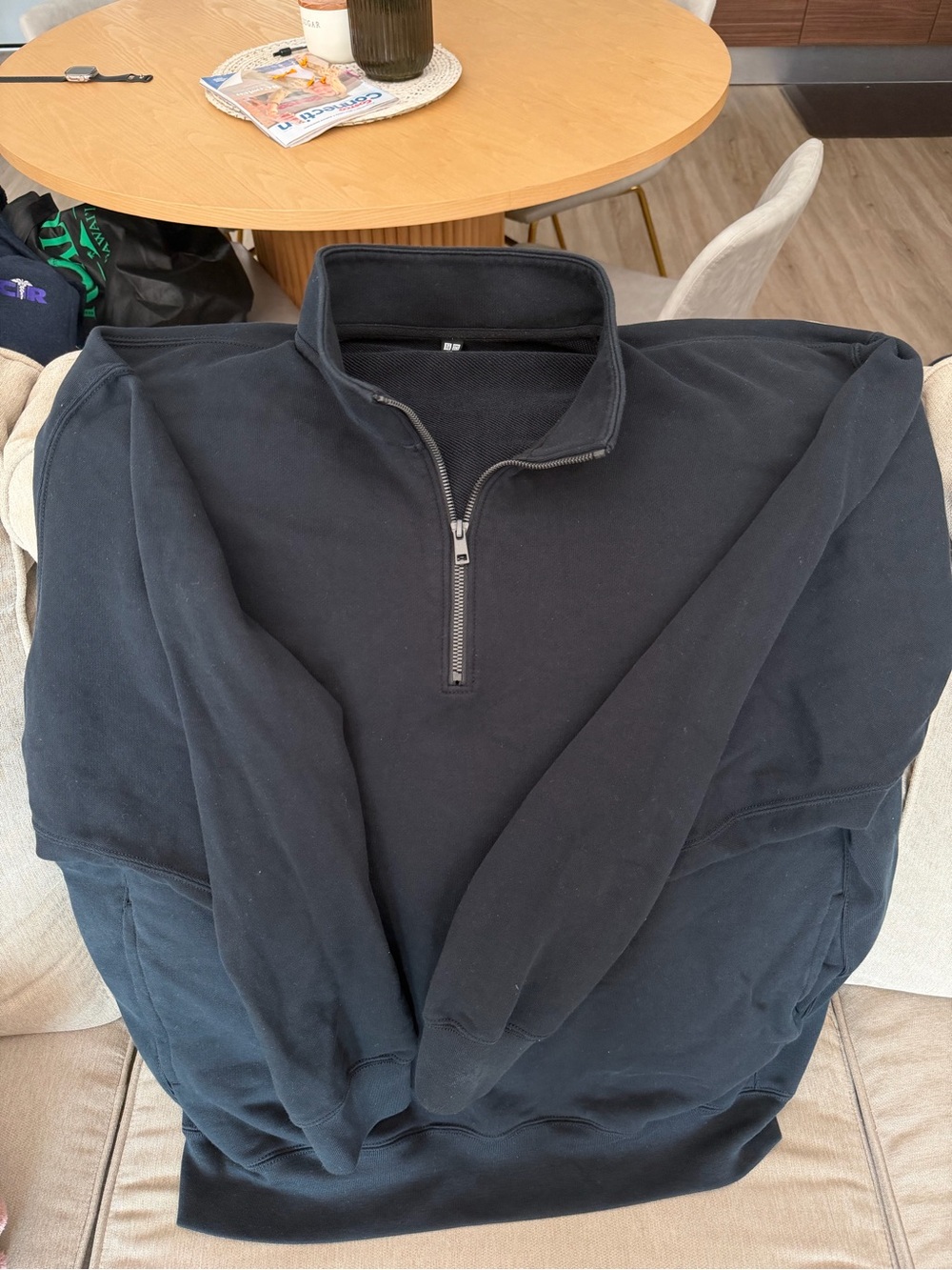Uniqlo Men's Black Half-Zip Sweatshirt